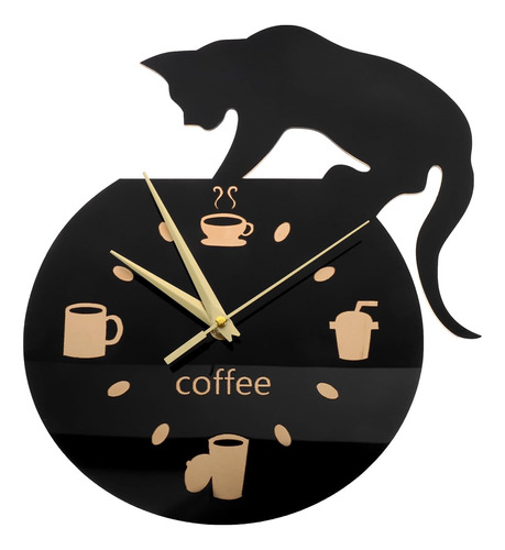 Reloj Abaodam Cat Kit Kitty Clocks The Original Coffee Black