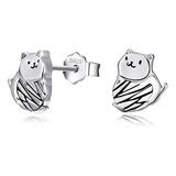 Aretes De Plata De Ley Con Diseño De Gato, Oso, Perro, Glo.