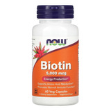 Biotina 5000mcg Now Foods 60 Veg Caps Importado Eua/usa