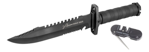 Cuchillo Tactico Militar Negro Tipo Rambo Swat + Afilador