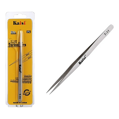 Pinza Recta Antiestática Alta Precisión De Acero Kaisi T-11 | Meses sin interés