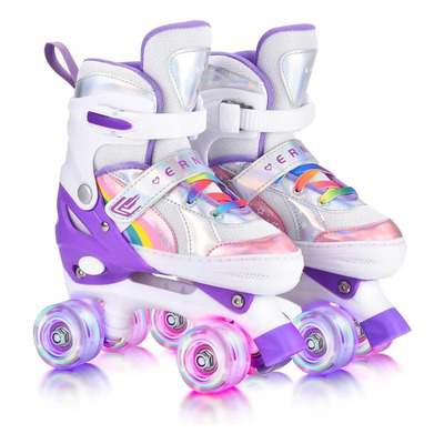 Patines De 4 Ruedas Ajustable Niño Niña Con Luz Led Color Purple-a Talla De Los Patines M(21.5-24.4cm) Tamaño De Las Ruedas 5.2 Cm | Meses sin interés
