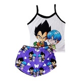 Pijama De Mujer Anime Bulma Y Vegeta Short Y Blusa (ch-m)