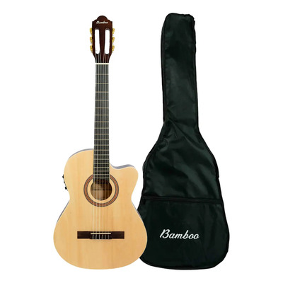Guitarra Electroacustica Bamboo Natural. Cuerdas Nylon Color Marrón claro | Envío gratis