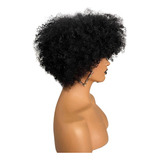 Wig Afro Cacheada Uso Diário 100% Cabelo Humano Preta 