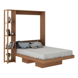 Base De Cama Matrimonial Abatible Con Estantes A22 Almond