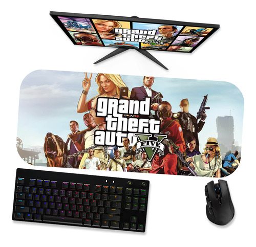 Mouse Pad Gamer Grande 70x30cm Mousepad - Gta V Cenário 5