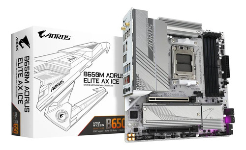 Placa Mãe Gigabyte B650m Aorus Elite Ax Ice Amd Am5 Ddr5 Wif