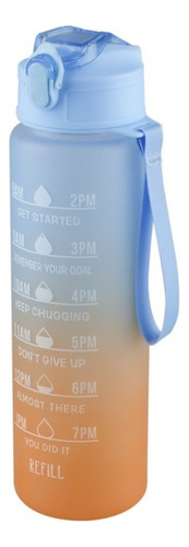 Botella De Agua Motivacional 800ml Termo Cilindro Vaso Color Azul/naranja