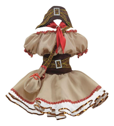 Vestido Cangaceira Roupa Maria Bonita Luxo Festa Junina