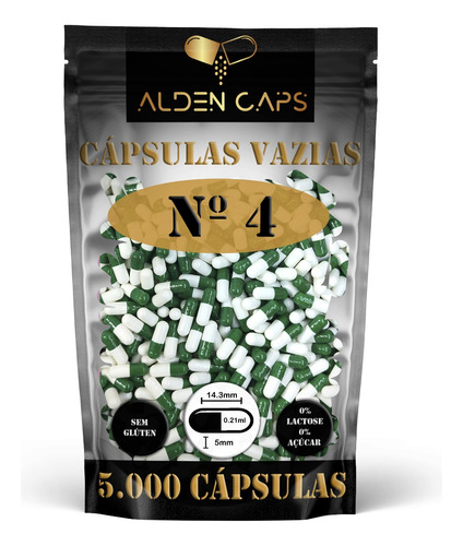 5.000 Cápsulas Vazias Gelatina Verde E Branca Nº 4 (100mg)