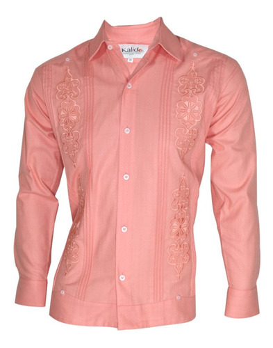 Guayabera Manga Larga Modelo Kal13 Rosa