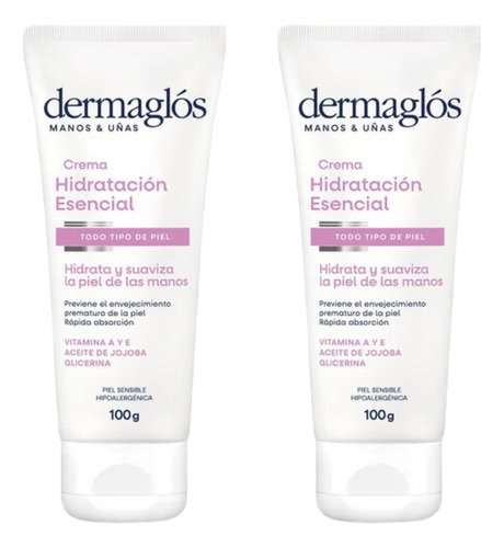 Combo X2 Dermaglos Crema Manos Hidratación Esencial 100gr