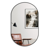 Espelho Oval Decorativo 100x50 Com Borda Em Couro + Suporte