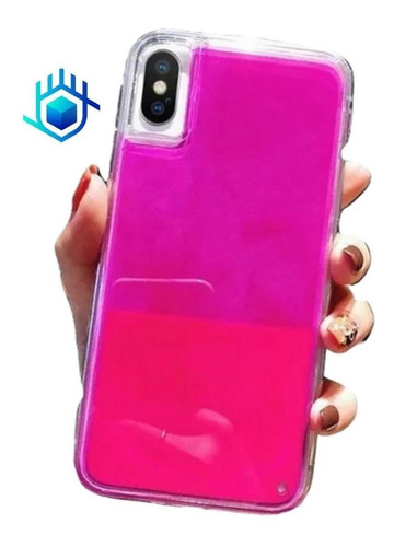 Case Para iPhone Arena Luminosa Liquido Brilla En Oscuridad Dama Hombre Mujer Neon Glow Goma Gruesa Uso Rudo Resistente
