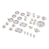 40pcs Rose Flores De Té De Porcelana 1/12 Casa Muñeca