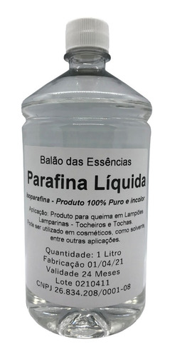 Parafina Liquida Ecológica Incolor Pura 1 Litro