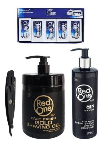 Redone Aftershave+ Gel Afeitar 1l+portanavaja Negro+navajas