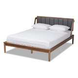 Baxton Studio Helsa Mid-century - Cama Tapizada De Tela Gri.