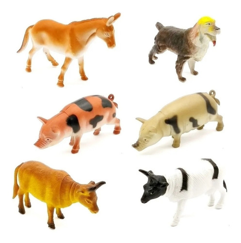 Brinquedo Animal Fazenda Kit Com 6 Peças Sortidos. 