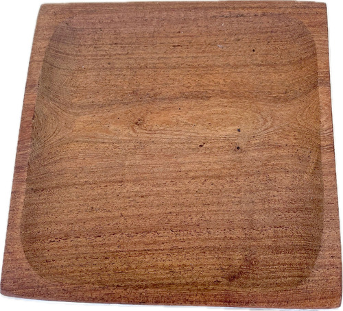 Plato De Madera Cuadrado, Rústico, Cavado 23 Cm