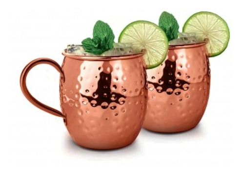 Pack 2 Vasos Moscow Mule Mug Cobre Y Acero 500ml Líquidos 