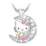 Collar Con Dije De Hello Kitty  En La Luna Excelente Regalo