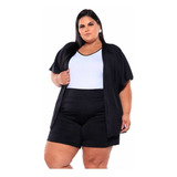 Conjunto 2 Peças Cardigan Kimono E Short Plus Size Ref: 33