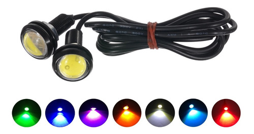 Par Faros Led Ojo De Aguila Estrobo Y Fijo Auto Moto 23mm