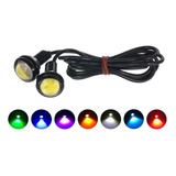 Par Faros Led Ojo De Aguila Estrobo Y Fijo Auto Moto 23mm