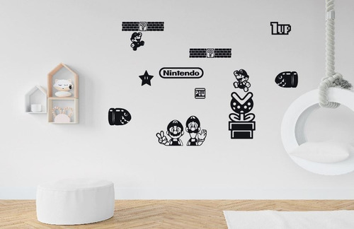 Pack Adhesivo Nintendo Mario Bros Vinilo Decorativo Gamer