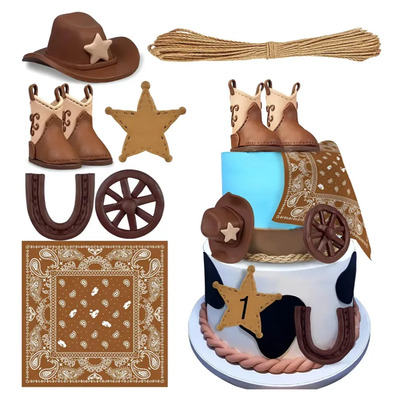 Decoración Pastel De Vaquero Del Oeste Para Fiesta Cumpleaño Rdffcoo | MercadoLibre