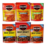 Kit 6  Beef E Linguiça Jerky Protein Snacks Carne Jack Links