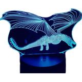 Lampara Ilusion 3d Dragon De 7 Colores