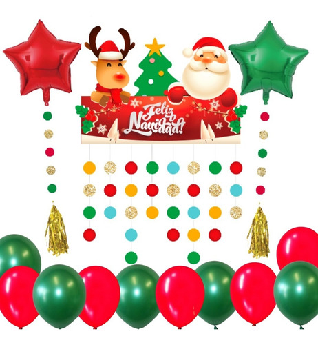 Kit Decoración Navidad Año Nuevo Guirnalda Globos Navideño