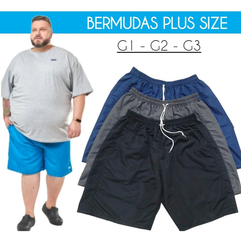 Bermuda Tactel Plus Size C/ Elástico Na Cintura Shorts Homem