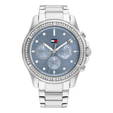 Reloj Tommy Hilfiger Mujer Acero Inoxidable 1782569 Brooklyn Color De La Malla Plateado Color Del Bisel Plateado Color Del Fondo Azul