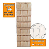 Sapateira De Porta Parede Alfa Closet 28 Divisórias Cor Bege