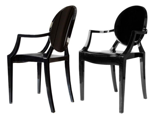 2 Sillas Louis Ghost Negro - Sillon - Estilo Luis Xv - Eames