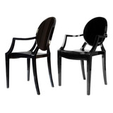 2 Sillas Louis Ghost Negro - Sillon - Estilo Luis Xv - Eames