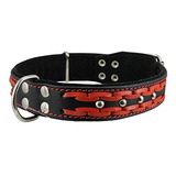 Genuino Cuero Collar De Perro Trenzado Con Tachuelas, Rojo E