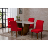 Capas De Cadeira 4 Lugares Encaixe Perfeito Sala De Jantar Cor Vermelho