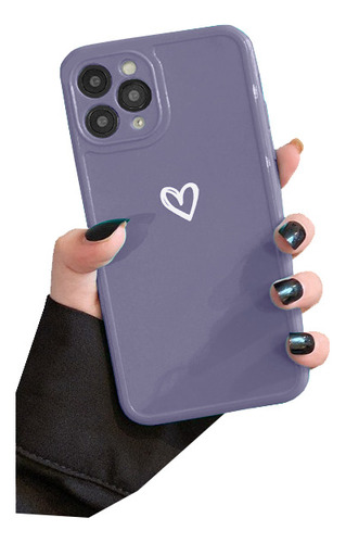 Funda De Silicon Dibujo De Corazón Color Pastel Para iPhone