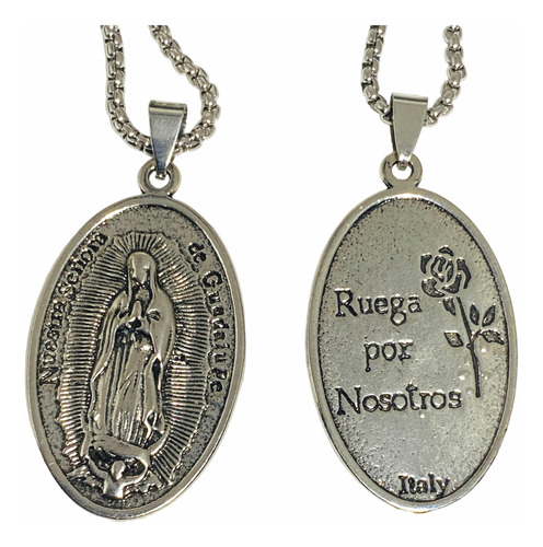 Collar Medalla Virgen María Guadalupe Cadena Milagrosa