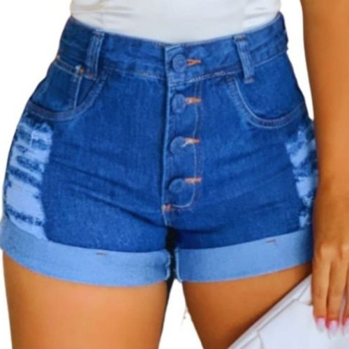 Short Jeans Feminino Cintura Alta Shorts Jeans