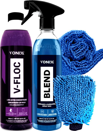 Carnauba Blend Spray Vonixx + V-floc 500ml + Luva Microfibra