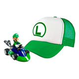 Gorra Camionera + Carro Kart Luigi Mario Bros Verde Regalo