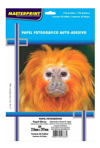 Papel Fotográfico  Adesivo 130g - Pt C/ 50 Fls Full