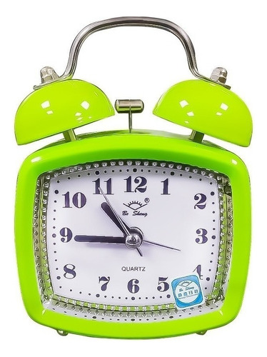 Reloj Despertador Antiguo Metalico De Campana Rectangular