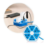 Multitoma Hexagonal Alargue Enchufes 5 Toma Corriente 2 Usb